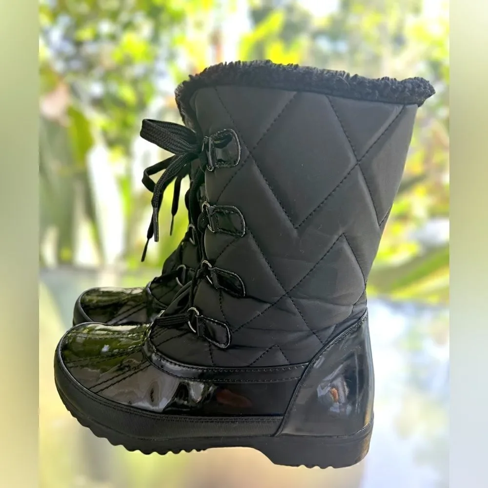 TOTES➕Quilted Fur Lined Water-Resistant Snow Rain Winter Boots Size 6